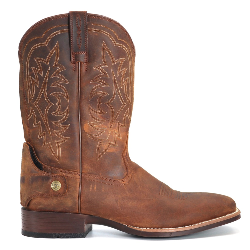Ariat Western Boots Mens 13D Brown Leather Sport Wide Square Toe Back Zip Work